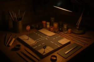 Dioramas de cidade: ruas calçadas e placas realistas com EVA e tinta