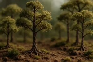 Mini vegetações realistas: como fazer árvores com arame e musgo seco